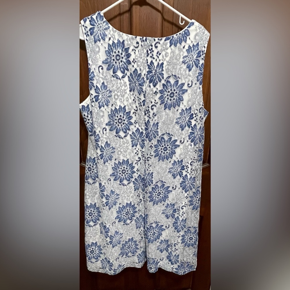 Rose&Ali women’s size 20W blu and white Lace sleeveless floral shift dress - Picture 3 of 5